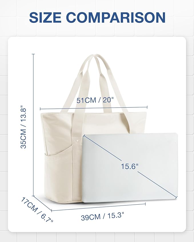 BAGSMART Foldable Tote Bag with Drawstring Bag, Large Tote Bag Shoulder Bag Top Handle Handbag for Travel, Work, Beach, Gym