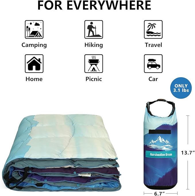 Camping Blanket, Puffy Blankets Lightweight Windproof Resistant for Outdoors,Hiking, Backpacking,Car,Picnic,Stadium