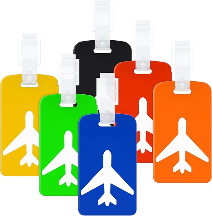 6 Pack Silicone Luggage Tag with Name ID Card, Luggage Tags for Suitcases TSA Approved, Perfect to Quickly Spot Luggage Suitcase and Bags