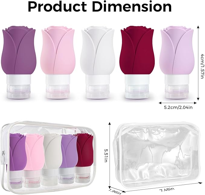 Travel Bottles for Toiletries - TSA Approved Portable Travel Containers for Toiletries, Leak Proof Travel Tubs Refillable Liquid for Shampoo Conditioner Lotion Body Wash,5 Colors