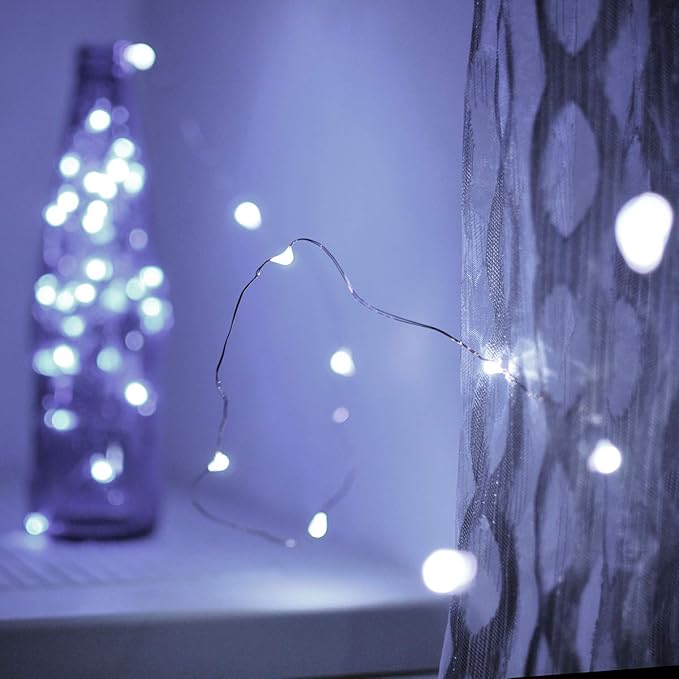 Ariceleo Led Fairy Lights Battery Operated, 4 Packs Mini Battery Powered Copper Wire Starry Fairy Lights for Bedroom, Christmas, Parties, Wedding, Centerpiece, Decoration (5m/16ft Cool White)