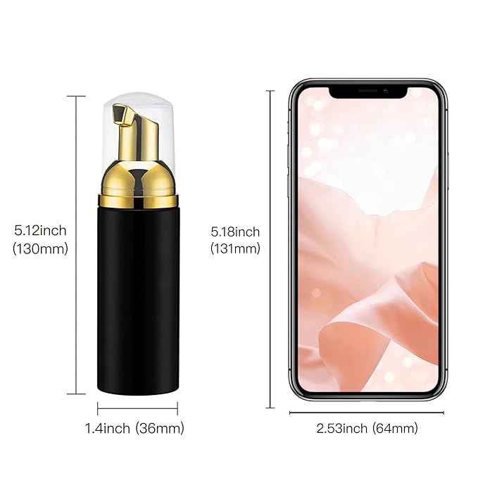 2oz Foam Pump Bottle (30PCS) Empty Travel Foaming Dispenser for Hand Soap, Lash Cleanser, Shampoo (60ml, Gold &Black