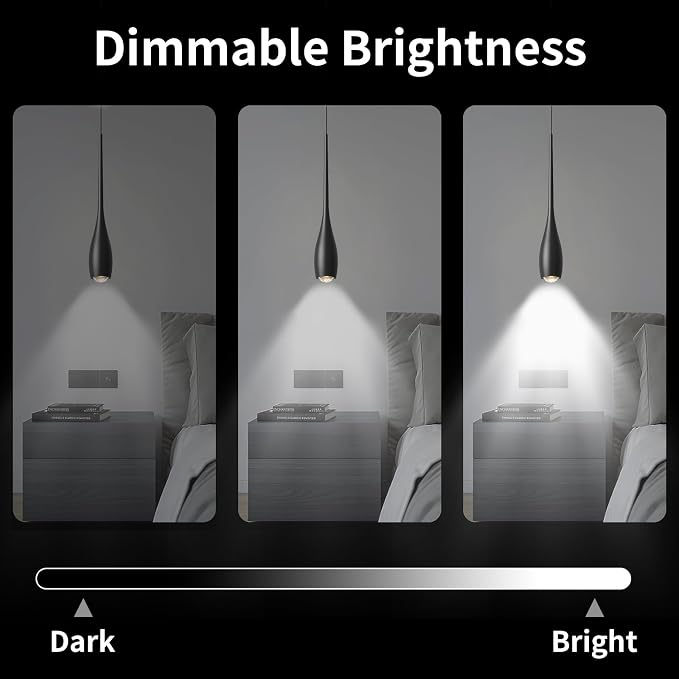 Black Pendant Lights Kitchen Island, Modern Pendant Light Fixtures, LED Hanging Light Over Sink for Bathroom, Bar, Dining Room, Bedroom(3 Pack)