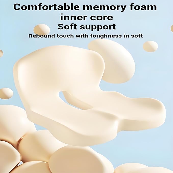Memory Foam Contoured Seat Cushion with L-Shaped Ergonomic Design for Office Chair Car Seats Seat Cushion for Truck Driver, Truck Car Seat Cushions for Driving Lumbar Support(Black)