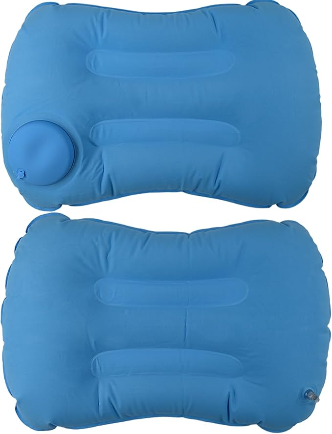 3 Pack Inflatable Camping Pillow - Ultralight Travel Air Pillows for Neck Lumbar Support, Press-to-Inflate Design, Blow Up Pillow for Camping, Hiking, Backpacking (Grey, Malachite Green, Light Blue)