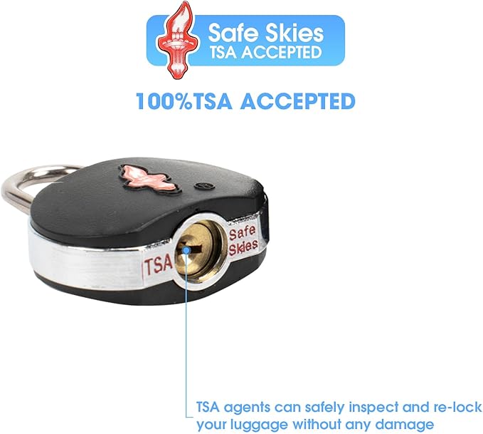 TSA Keyed Luggage Locks (3-Pack) - Suitcase Lock TSA Approved for Suitcases, Backpacks, Gym Lockers & School Bags | Compact & Durable ABS w/Electroplated Rings