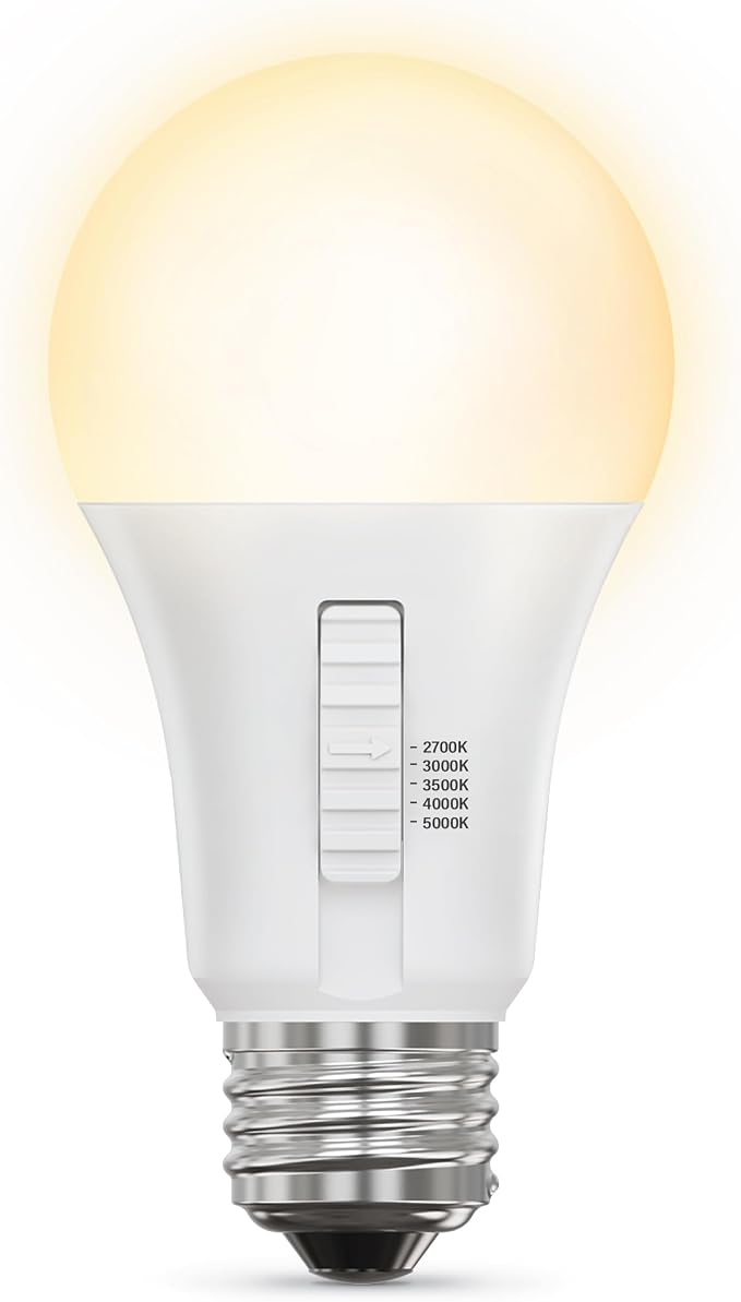 Feit Electric A19 LED Light Bulb, 60W Eq, Non-Dimmable, 5CCT, 800 Lumens