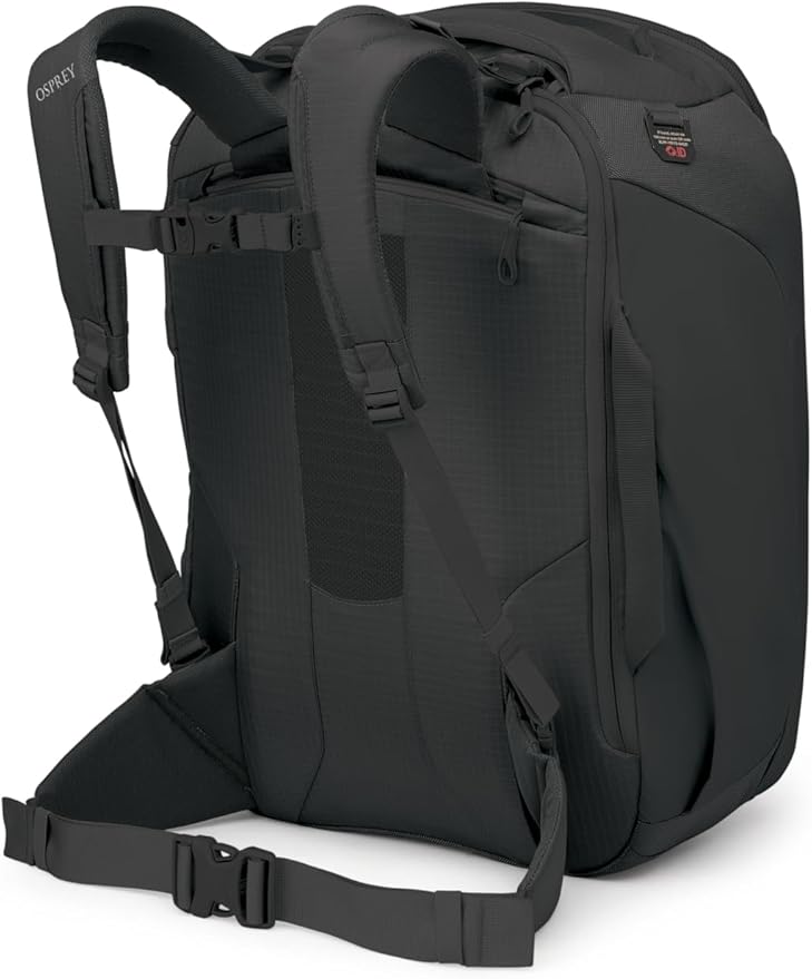 Osprey Sojourn Porter 46L Travel Backpack – Carry-On Compliant Luggage with StraightJacket Compression and Padded Laptop Sleeve – Durable Pack for International or Urban Travel, Black