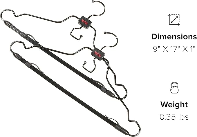 TUMI - 2-Piece Hangers Set - Travel Clothes Hanger for Suit, Coat & Trousers - Space Saving Garment Bag Hangers w/ Hooks - Black