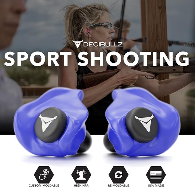 Decibullz - Custom Molded Earplugs, 31dB Highest NRR, Comfortable Hearing Protection for Shooting, Travel, Work and Concerts