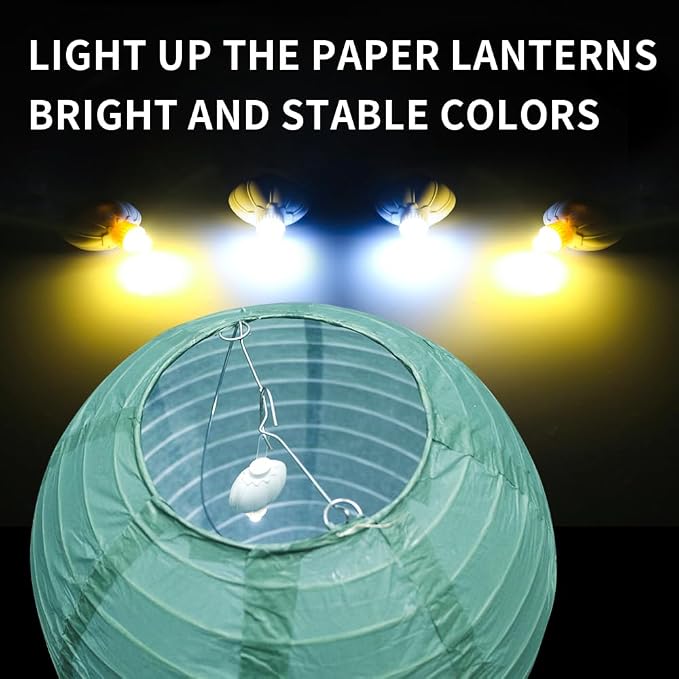 24 Pack Paper Lantern Lights, Mini LED Battery Operated Lights, White | Waterproof, Last 36 Hours, Hanging Decorative Lights for Wedding Camping Christmas Party Balloon Lanterns