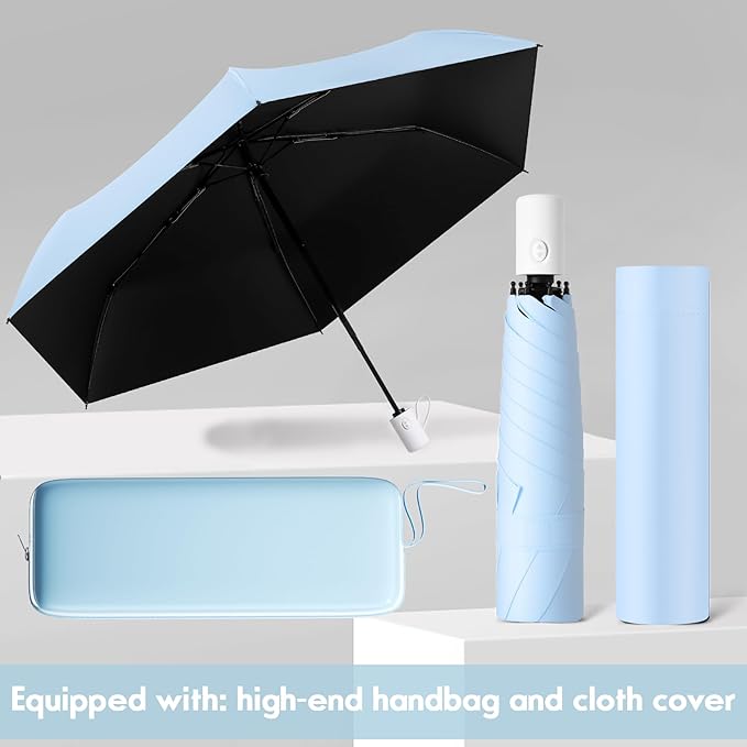 Windproof Compact Travel Umbrella,Large Strong but Light Portable and Automatic Folding Rain Umbrella, small inverted for travel size
