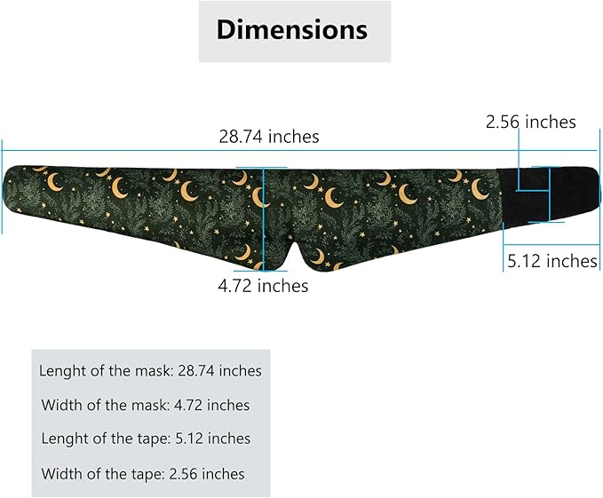 ALASKA BEAR Wraparound Style Silk Eye Mask, Big Wide Headband and Large Coverage Sleeping Mask, No Side Buckles, Strapless(Silent Night)