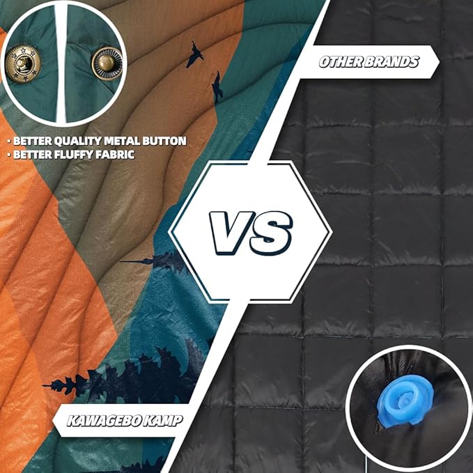 Outdoor Camping Blanket - Puffy Camping Blanket Packable,Sherpa Fleece Warm Blanket for Camping, Outdoors, Travel, Stadium, Festivals, Beach, Hammock 56"x 78" Machine Washable, DWR, Lightweight