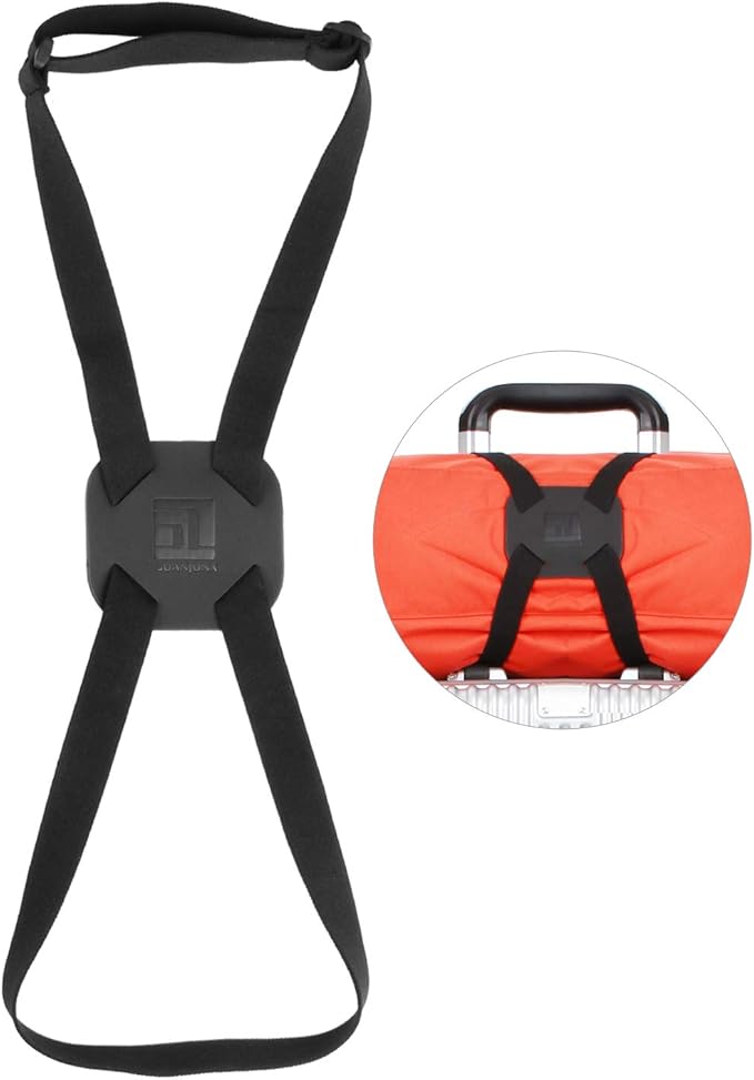 Luggage Straps Bag Bungees for Add a Bag Easy to Travel Suitcase Elastic Strap Belt (Black, M-Black)