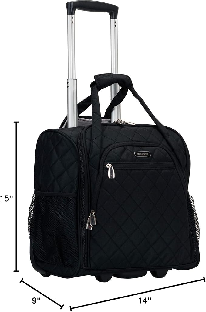 Rockland Melrose Upright Wheeled Underseater Carry-On Luggage, Black, 15-Inch
