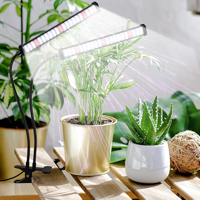 Grow Light 100W 6000K, Super Bright White Desktop Clip Plant Lamp | Desk Lamp for Pot Seedlings Succulents Seeds Indoor Plants Growing,Bendable Gooseneck & Timer 4 8 12 H