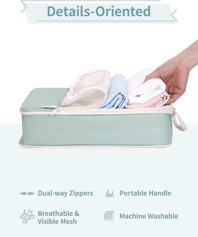 Narwey 6 Set/5 Set Compression Packing Cubes for Travel Kids Women Carry on, Packing Organizers Bag for Backpack Luggage Suitcase Duffle Bags