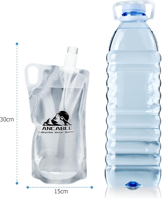 Ancable 33oz (1L) Collapsible Water Bottles, 3-Pack Reusable Travel Foldable Water Bottles for Hiking Camping Running Bike, BPA-Free Water Bottle
