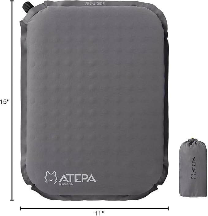 ATEPA Inflatable Seat Cushion, Self-Inflating Portable Stadium Airplane Travel Foam Cushion Pad for Camping, Sports Events, Outdoor