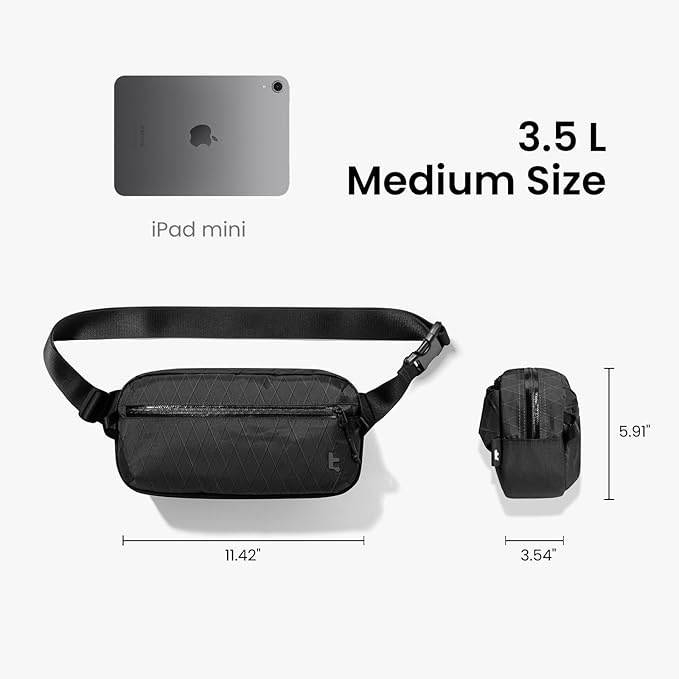 tomtoc 3.5L X-Pac Sling Bag with RFID Blocking, Crossbody Bag Minimalist Chest Shoulder Pack for Men/Women, Water-resistant Lightweight Casual Funny Pack for Travel/Daily Commute