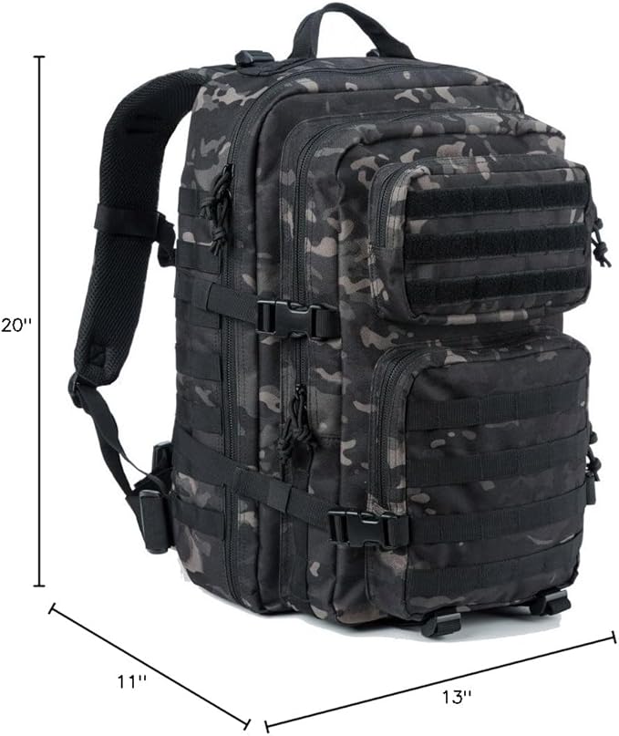 REEBOW GEAR Military Tactical Backpack for Men Large Army 3 Day Assault Pack Molle Bag Backpacks (Camo Black)