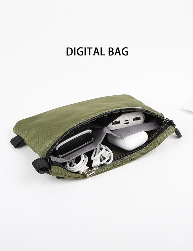 GOX Small Toiletry Bag for Men Bulk Cosmetic Bag Dopp Kit Carry On Zipper Pouch Organization Nylon Small Packing Sack Waterproof (Dark Green)