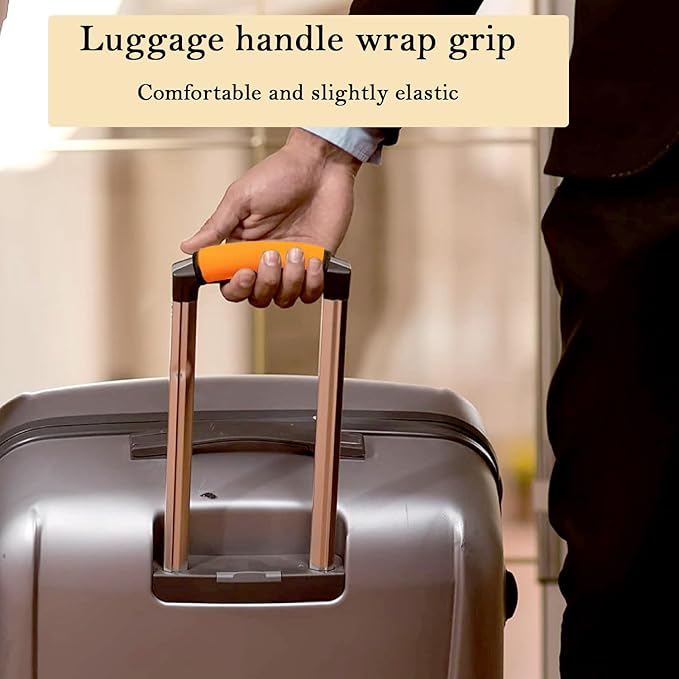 2 Pack Luggage Handle Wraps, Soft Handle Covers for Suitcase, Handle Wrap for Carry On/Bag, Travel Accessories for Luggage (Orange)