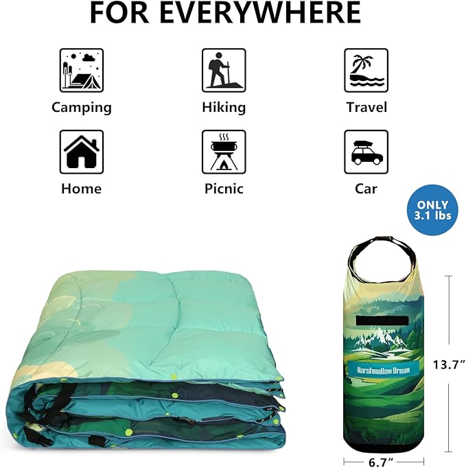 Camping Blanket, Puffy Blankets Lightweight Windproof Resistant for Outdoors,Hiking, Backpacking,Car,Picnic,Stadium