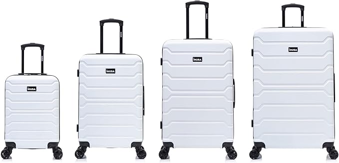 InUSA TREND Luggage with Spinner Wheels | Durable Lightweight Hardside Suitcase, Travel Sets with Handle and Trolley | (20in, 24in, 28in, 32in) 4 Piece Set | White