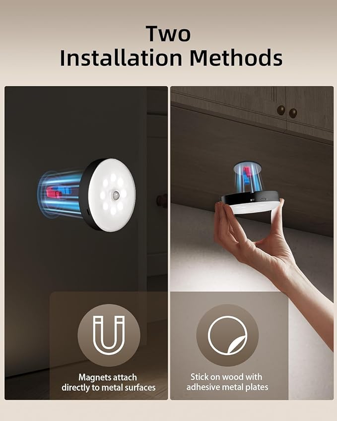 EZVALO Under Cabinet Lighting, 1000mAh Rechargeable Puck Lights with Remote, 3 Color Temps & 12 RGB Motion Sensor Closet Lights, Dimmable Under Cabinet Lights for Kitchen, Cabinets, Closet (3 Packs)