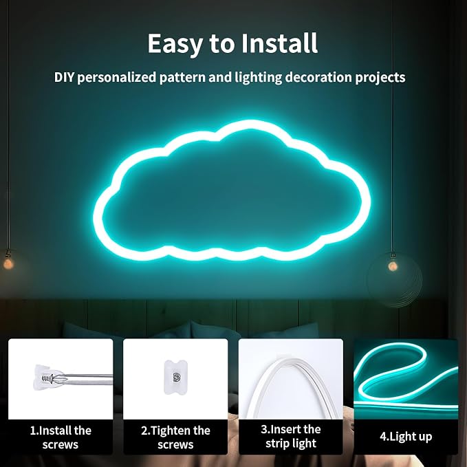 iNextStation 16.4FT 12V LED Strip Lights Ice Blue Neon Rope Light (No Plug) | IP65 Waterproof Flexible Silicone Neon LED Lights Strip, 0.98Inch Cuttable LED Lights for DIY, Bedroom, Ceiling, Party Decor