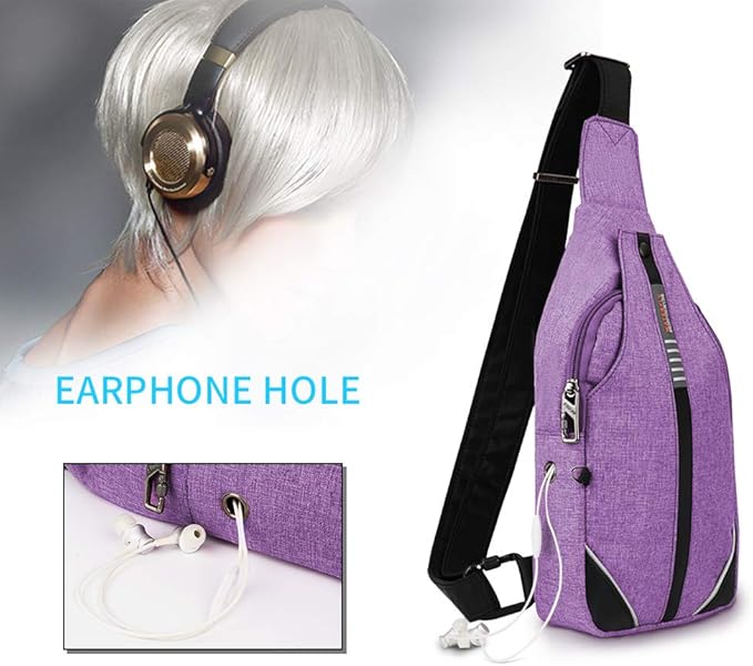 WATERFLY Tiny Crossbody Sling Backpack Anti Theft Backpack for Traveling Chest Shoulder Bag (Purple)