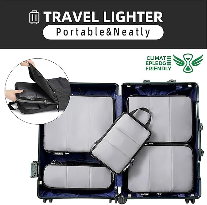 BAGAIL 6 Set Ultralight Compression Packing Cubes Packing Organizer for Travel Accessories Luggage Suitcase Backpack