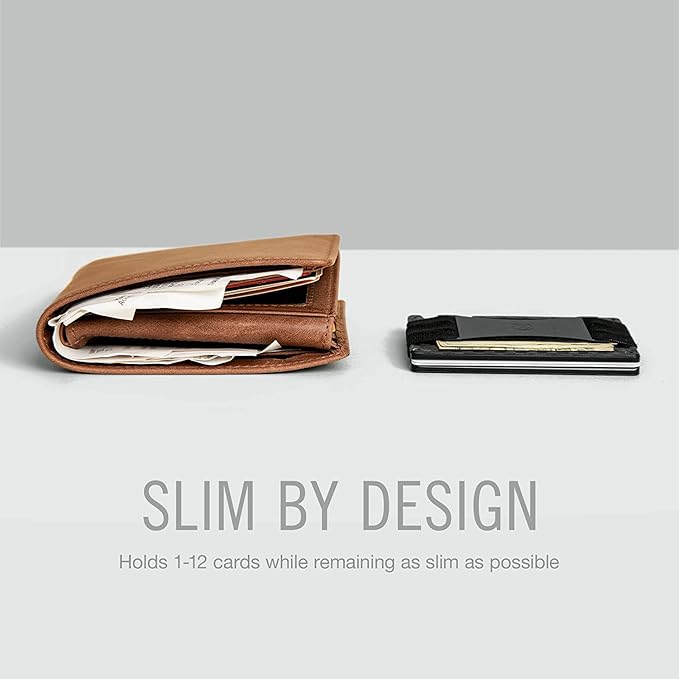 Ridge Wallet for Men - Slim Minimalist Compact Wallet and Card Holder, RFID Protected Front Pocket Wallets for Men with Integrated Cash Strap
