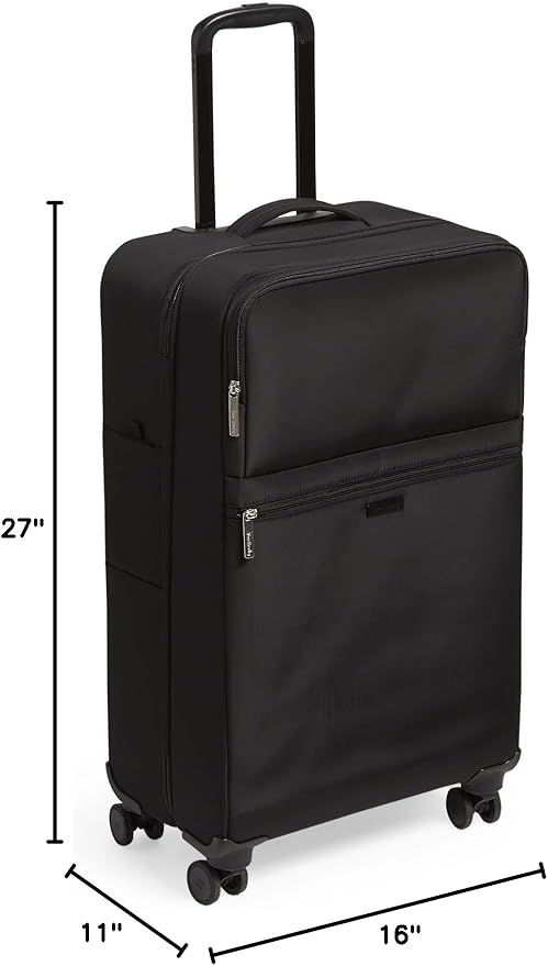Vera Bradley Women's Softside Rolling Suitcase Luggage, Black, 27" Check In