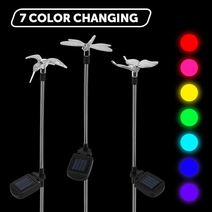 GIGALUMI Solar Garden Lights Outdoor Waterproof Butterfly Path Lights 6 Pc | Color Changing, Waterproof, Solar Powered, Decorative, Garden Lights for Walkway, Pathway, Driveway, Stake Lights Outside