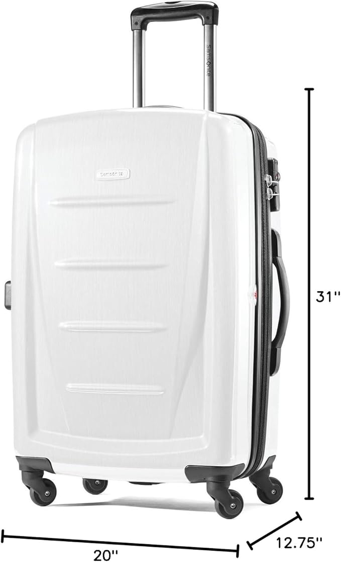 Samsonite Winfield 2 Hardside Expandable Luggage with Spinner Wheels, Checked-Large 28-Inch, Brushed White