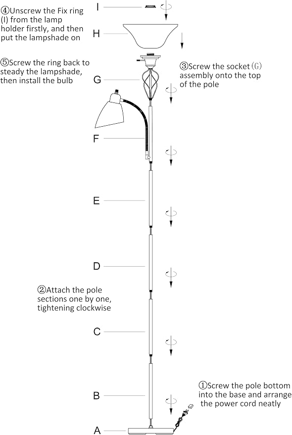 Floor Lamps for Living Room, 70" Tall Torchiere Floor Lamps, Plastic Shade | Bright Standing Lamp, Uplight, Stand Up Lamps Skinny Corner Lamp for Bedroom, Office, Dorm Room Decor, Separate On/Off Switch