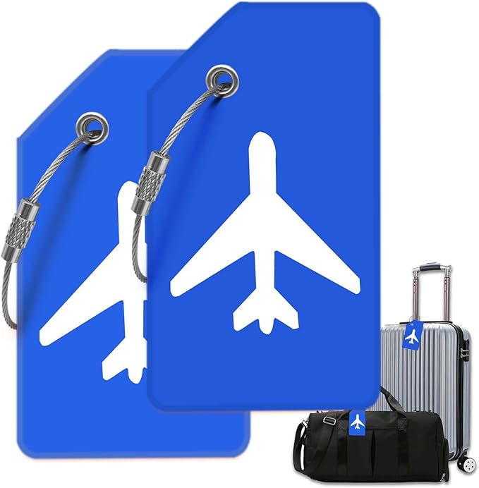 Luggage Tag for Suitcases, Quickly Spot 8 Pack Luggage Identifier Tags, Travel Accessories Name Tags for Backpacks, Suitcases, Travel Bags, Baggage, Cruise - Flexible Silicone (Blue)