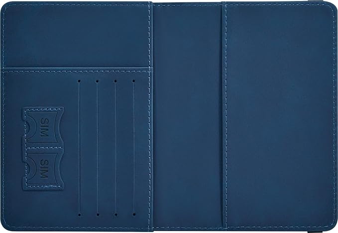 Passport Holder, Passport Cover with Credit Card Slot and Boarding Pass Slot Combo, Passport Wallet Case Book Travel Must Have, RFID Blocking Leather Travel Accessories, Navy Blue
