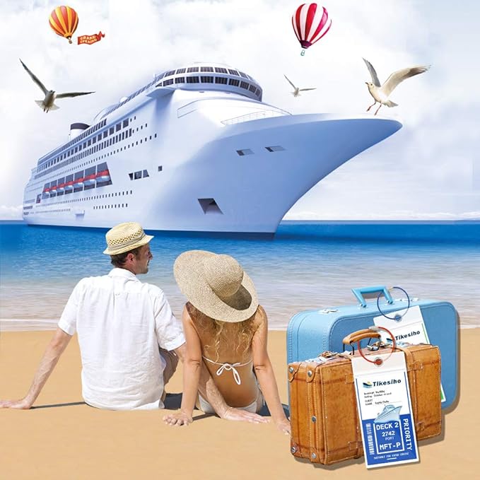 Cruise Luggage Tags, Cruise Essentials Holders for Cruise Travel 12 Pack for NCL, Princess, Carnival, Royal Caribbean - Cruise Essentials