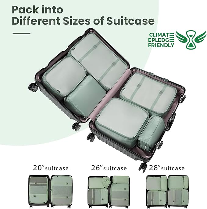 BAGAIL 6 Set/8 Set/10 Set Packing Cubes Various Sizes Packing Organizer for Travel Accessories Luggage Carry On Suitcase