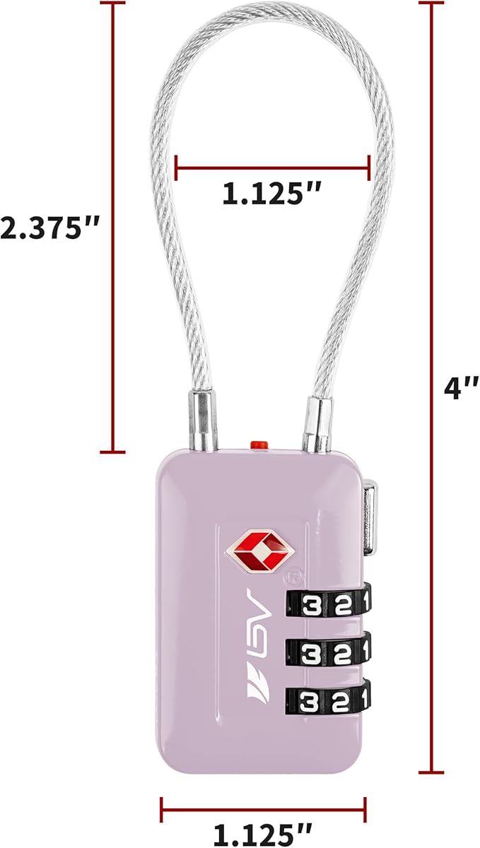 TSA Accepted Luggage Travel Lock, Set-Your-Own Combination Lock for School Gym Locker, Luggage Suitcase Baggage Locks, Filing Cabinets, Toolbox, Case (Purple, 2 Pack)