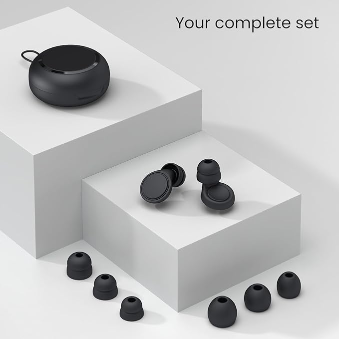 Jayine Ear Plugs for Sleeping Noise Cancelling, Soft Silicone Ear Plugs Hearing Protection 30dB, Reusable Earplugs for Concert, Festival, Sleep and Noise Sensitivity - Black