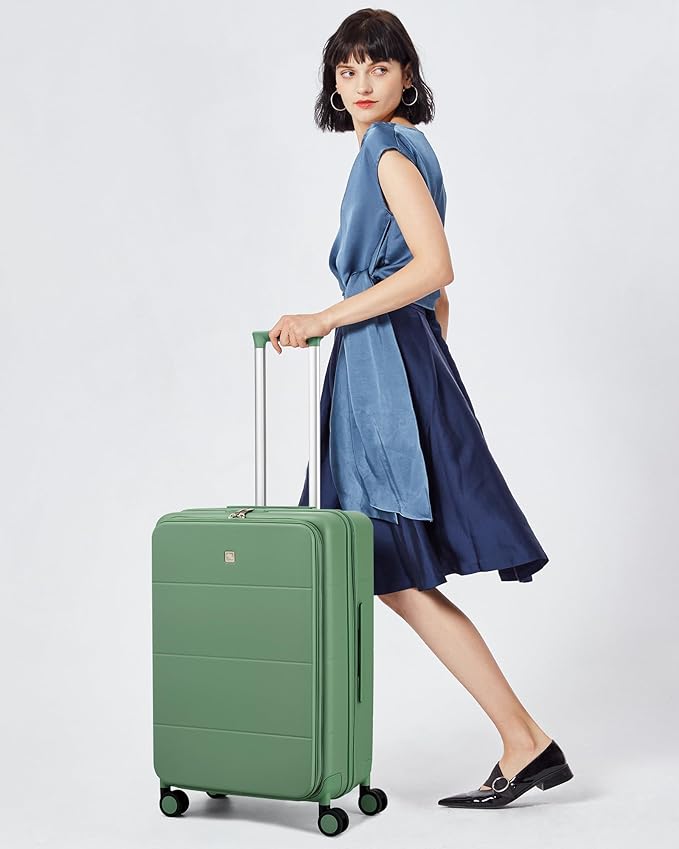 Hanke Hardside Expandable Large Checked Luggage, 28 Inch Top Opening Trunk Luggages with Spinner Wheels, All-PC Hard Shell Suitcase, Lightweight TSA Approved (Forest Green, 120L)