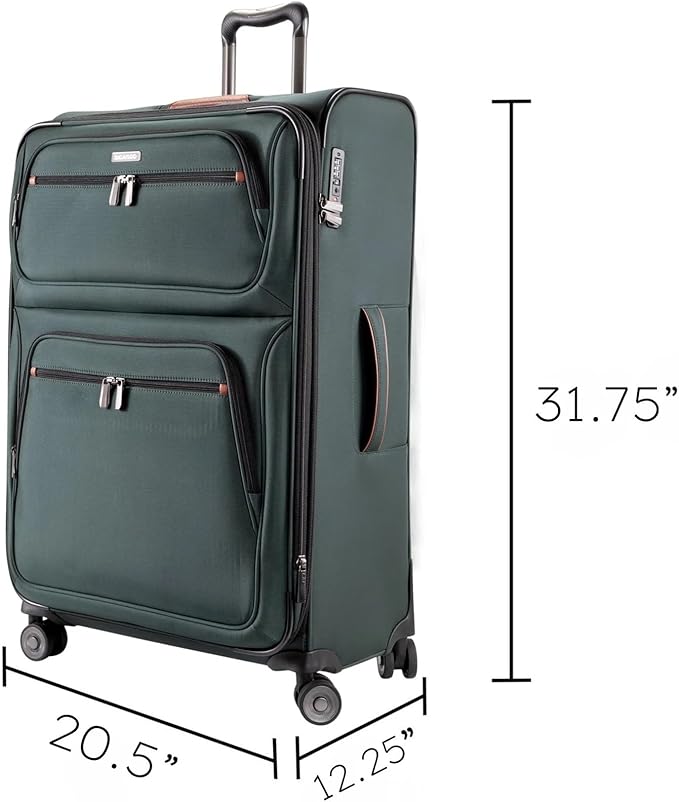 Ricardo Beverly Hills Montecito 3.0 Softside Luggage Collection – Expandable Suitcases with Wheels and TSA Lock, 29" Large Check-In, Hunter Green