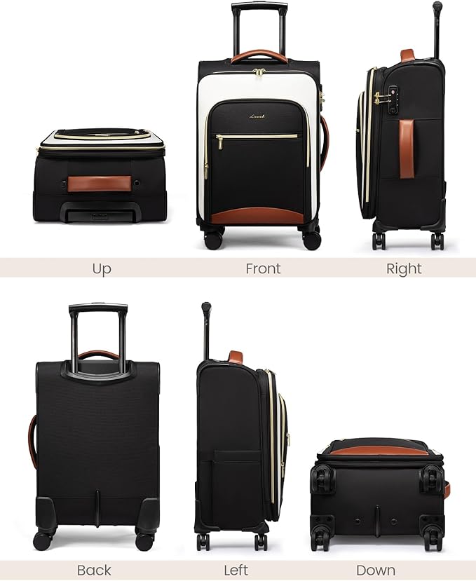 LOVEVOOK Carry On Luggage 22x14x9 Airline Approved, 20 Inch Softside Suitcases with Wheels, Lightweight Spinner Carry on Suitcase with TSA Lock, Water-Resistant Large Capacity Luggage for Travel