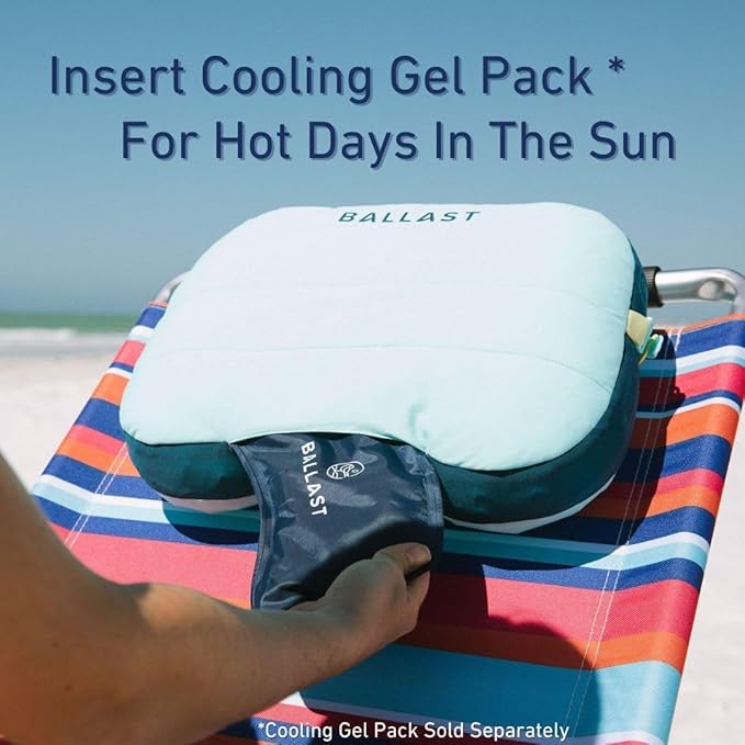 Ballast Beach Pillow – Comfy, Durable & Compact, Stays Put on Windy Beaches with Patented Sand Pouch, Inflatable Pillow for Beaches, Pools, Camping, Festivals and Travel (Coral Checkers)