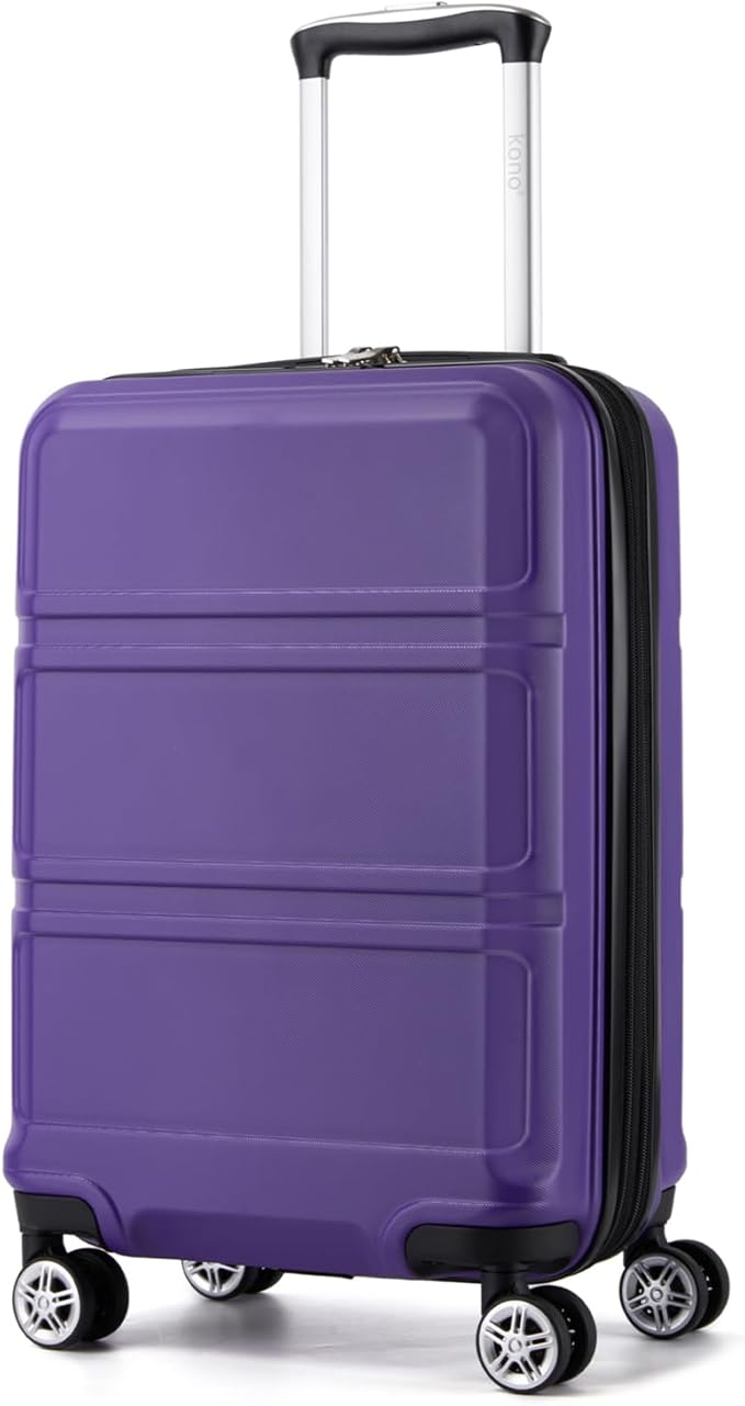 Kono Carry On Luggage 22x14x9 Airline Approved with Spinner Wheels,Lightweight PC+ABS 20 Inch Luggage with TSA Lock,Expandable Hard Shell Carry On Suitcases for Men Women,Purple